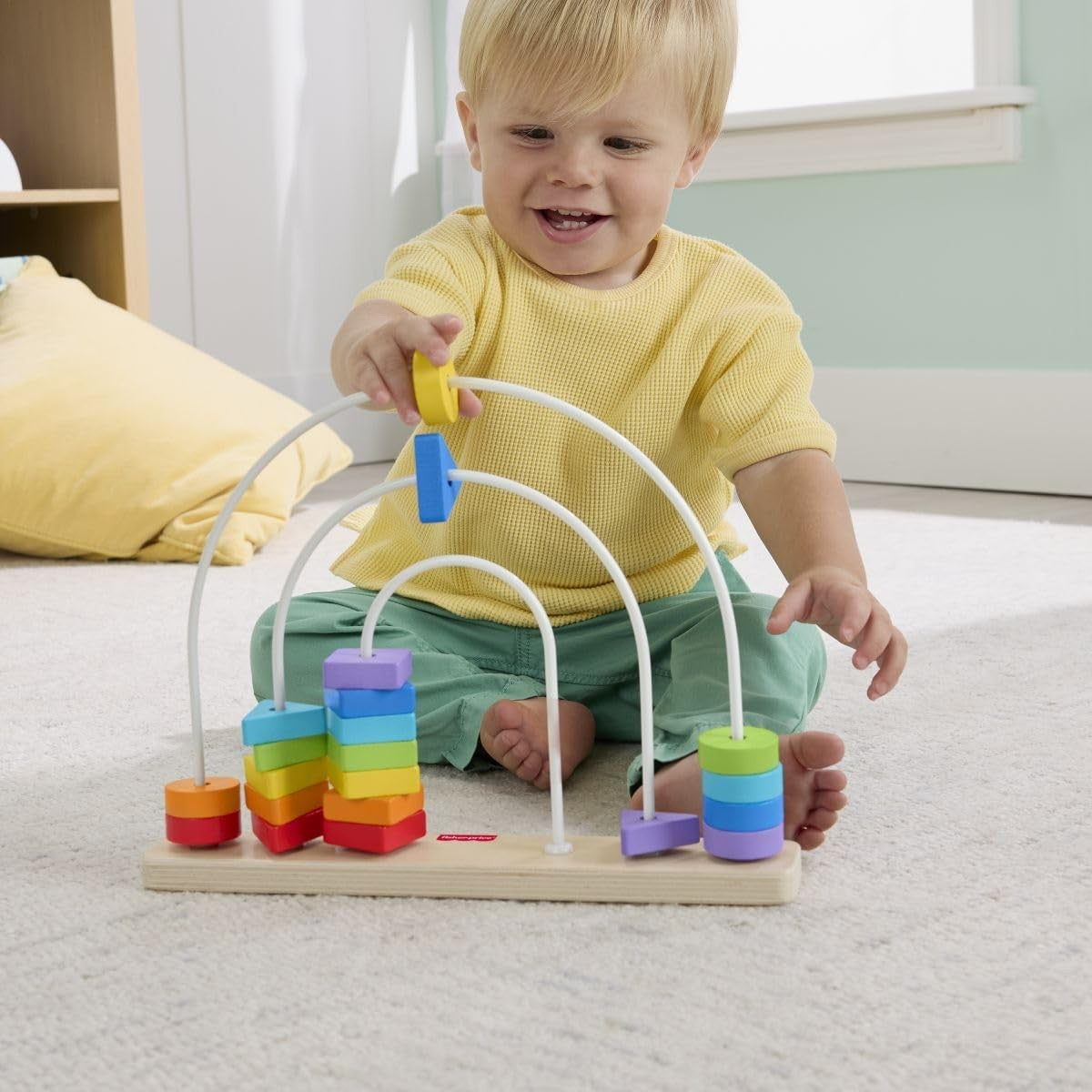 Fisher-Price - Wooden Rainbow Bead Bar Maze - Mattel
