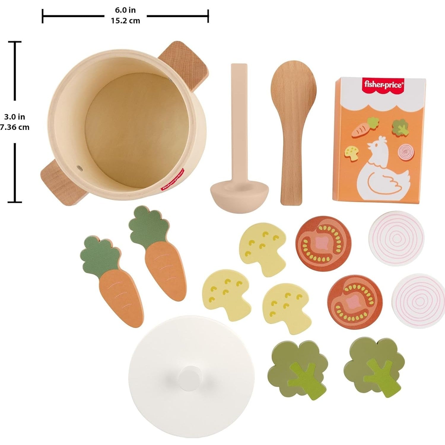 Fisher-Price - Tiny Garden Wooden Veggie Soup Pretend Kitchen Play Set - Mattel
