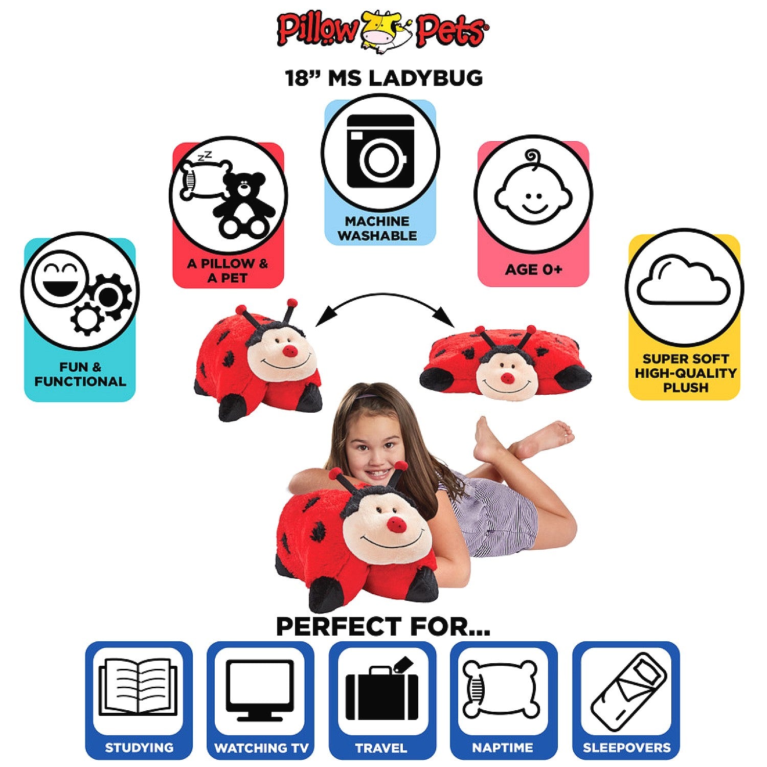 Pillow Pets - Ms. Ladybug 16-Inch Plush Pillow Pet