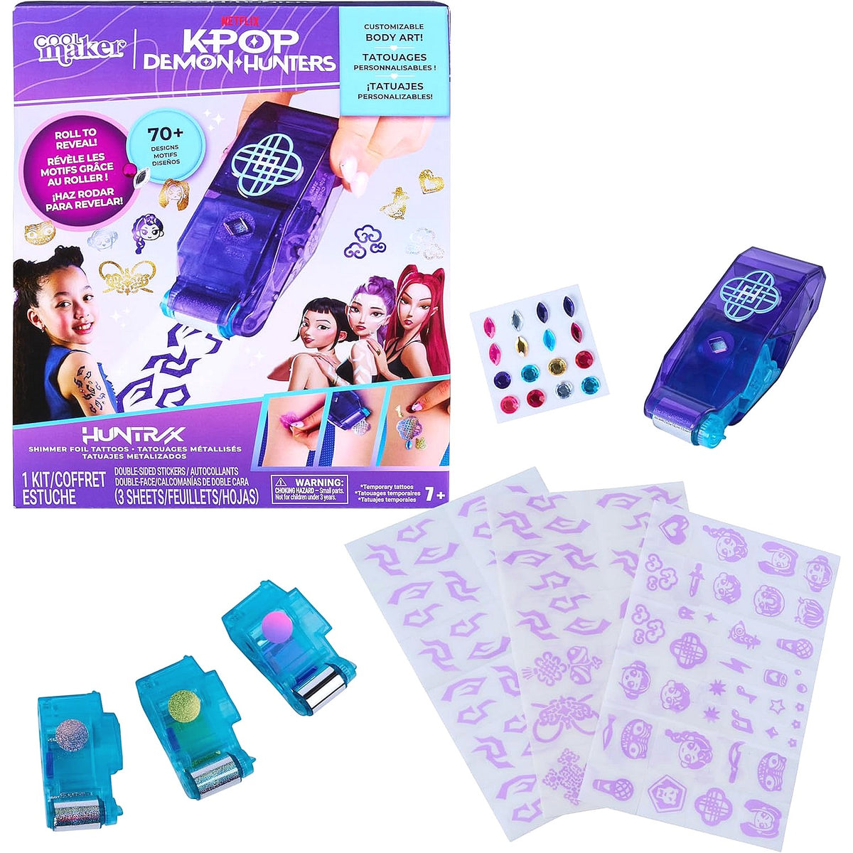 Cool Maker - Kpop Demon Hunters HUNTR/X Shimmer Foil Tattoos Body Art Kit