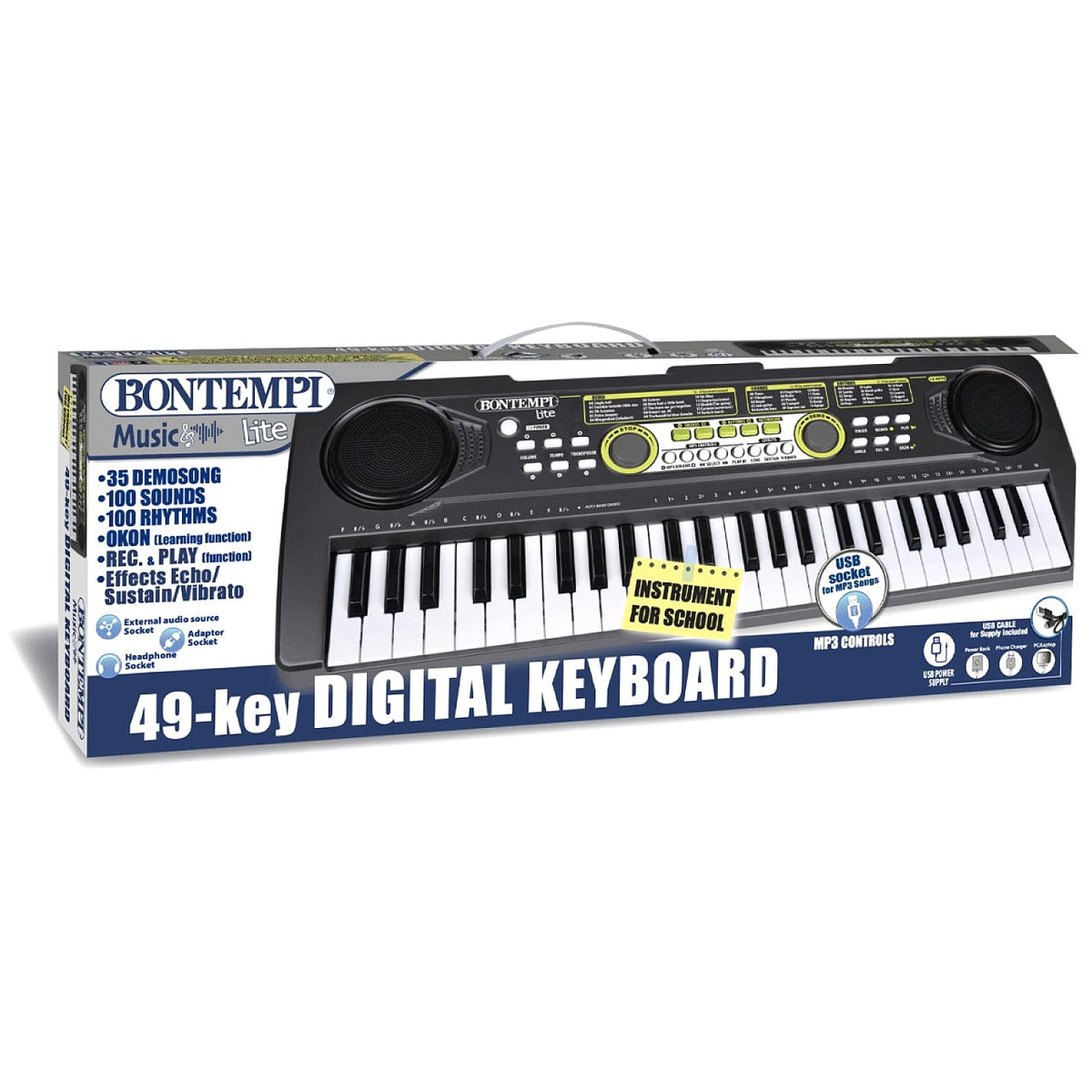 Bontempi - Electronic Keyboard with 49 Midi Size Keys Toy Musical Instrument