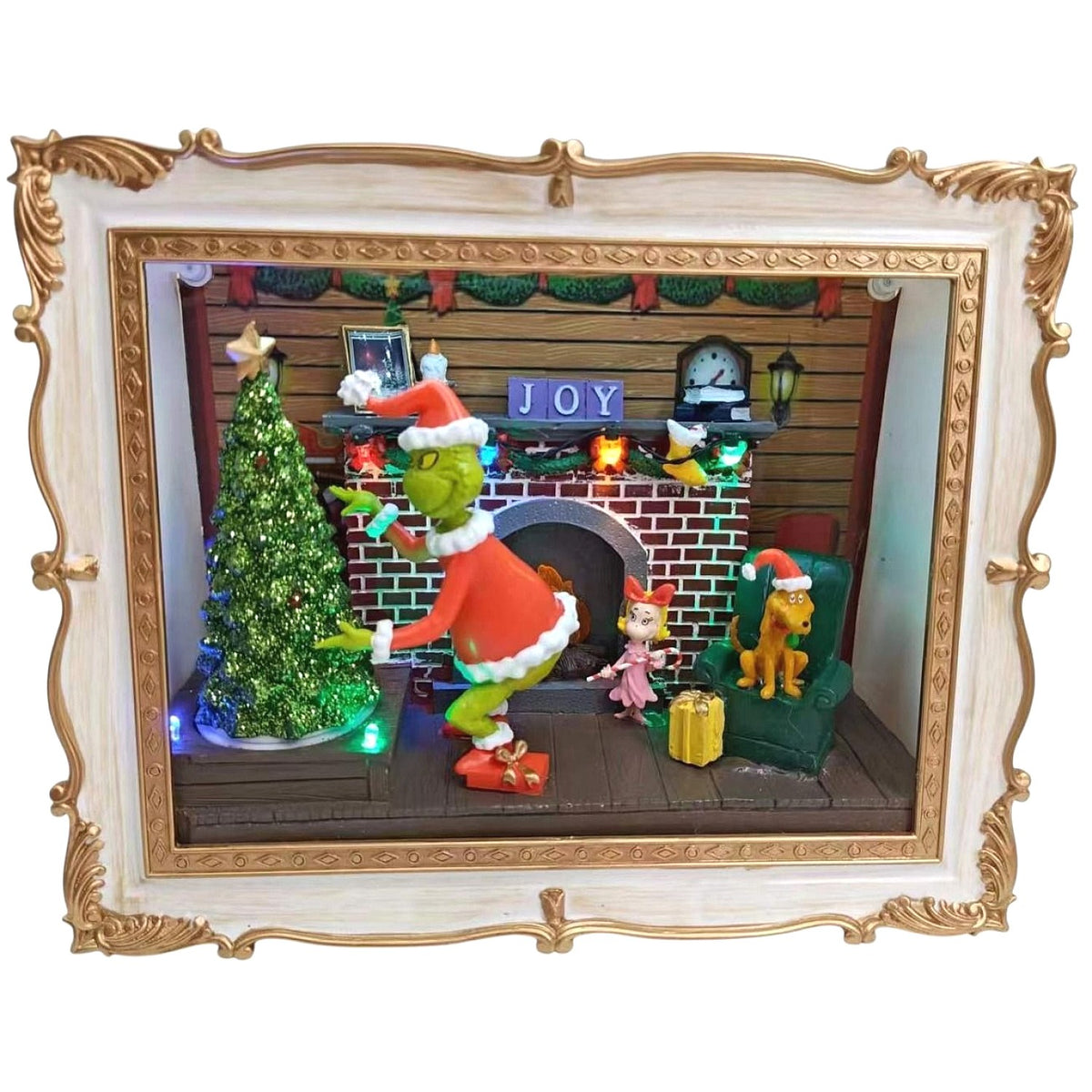 Cotton Candy - Xmas Dr. Seuss The Grinch Tabletop Window Scene Animated Decor - Christmas