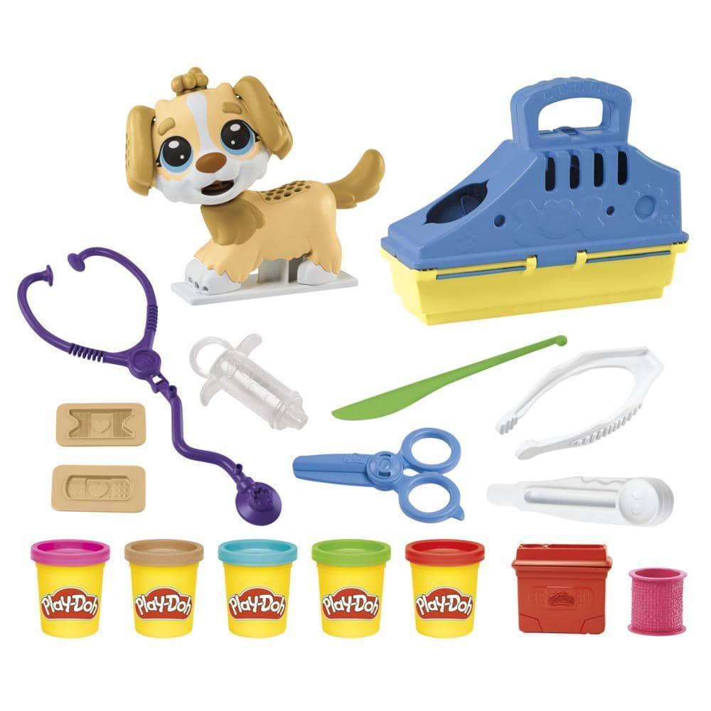 Play-Doh - Care N Carry Vet Playset With Toy Dog Carrier 10 Tools 5 Colors Hasbro