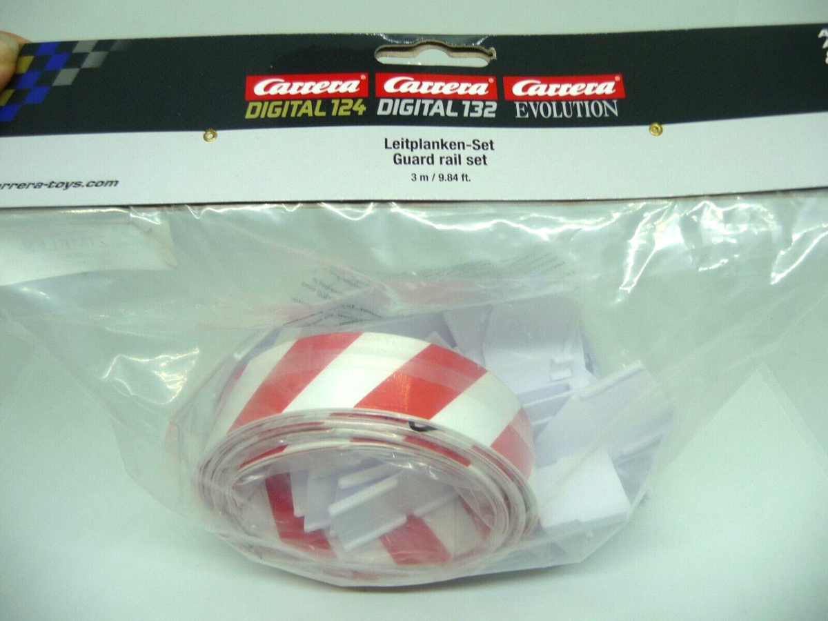 CARRERA - 1:24 TRACK ACCESSORIES - RED AND WHITE STRIPE GUARD RAIL 3MTRS