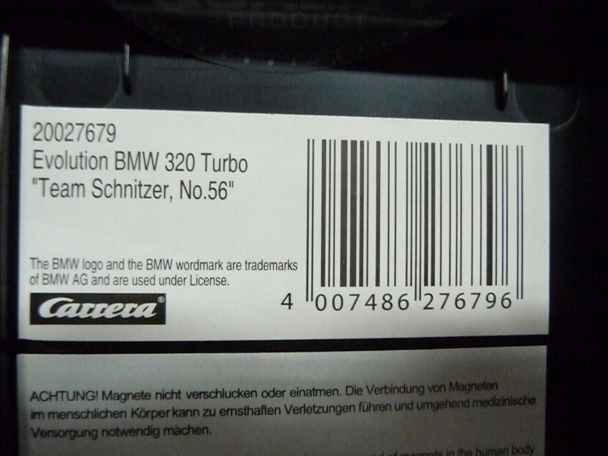 CARRERA - EVOLUTION 1:32 - BMW 320 TURBO TEAM SCHNITZER NO. 56 - SLOT CAR ALSO SUITS SCALEXTRIC