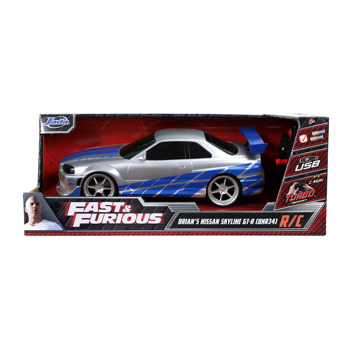 Fast & Furious - Rc Brian's 2002 Nissan Skyline Gt-r (bnr34) (1:16) Remote Control