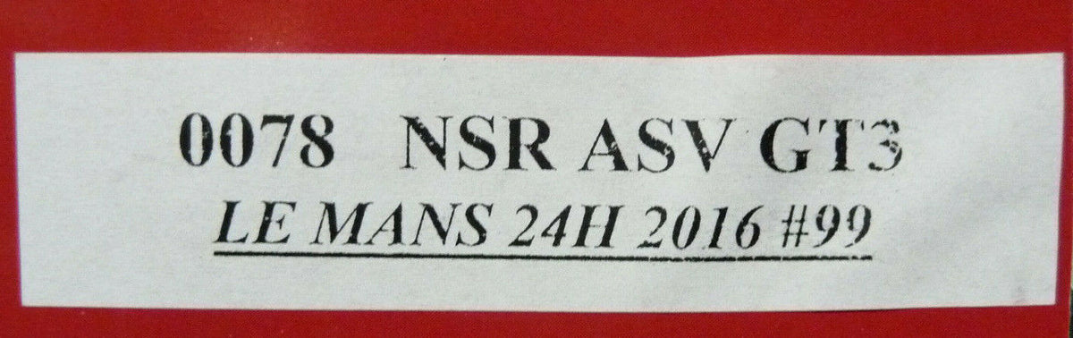 NSR - 1:32 0078AW ASV GT3 LE MANS 24H 2016 NO.99 SLOT CAR ALSO SUITS SCALEXTRIC/CARRERA