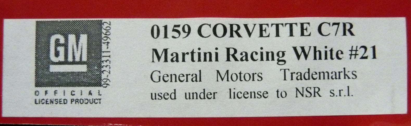 NSR - 1:32 0159AW CORVETTE C7R MARTINI RACING WHITE NO.21 SLOT CAR ALSO SUITS SCALEXTRIC/CARRERA