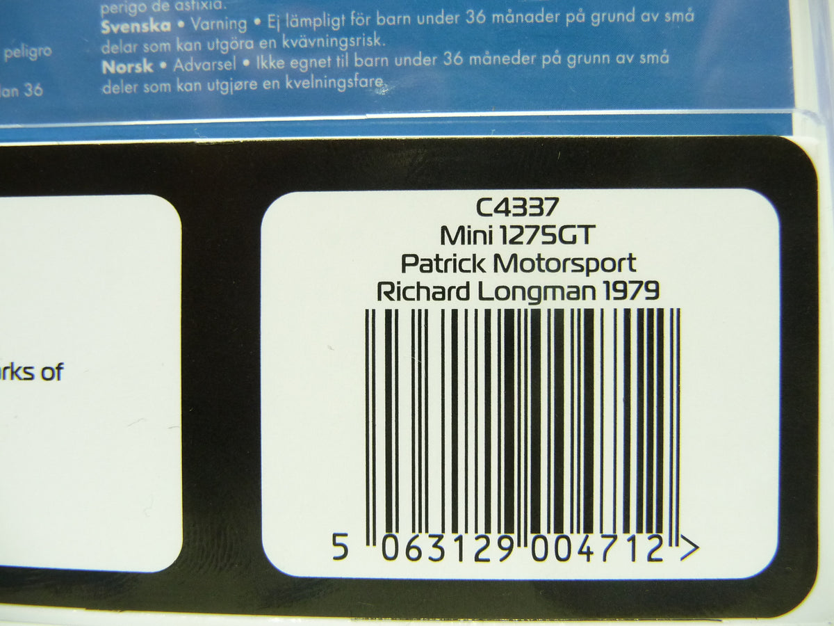 SCALEXTRIC - C4337 MINI 1275GT - PATRICK MOTORSPORT - RICHARD LONGMAN 1979
