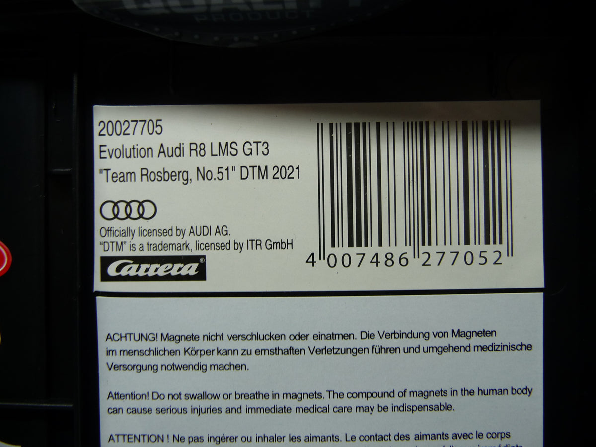 CARRERA - EVOLUTION 1:32 - AUDI R8 LMS GT3 TEAM ROSBERG NO.51 DTM 2021 - SLOT CAR ALSO SUITS SCALEXTRIC