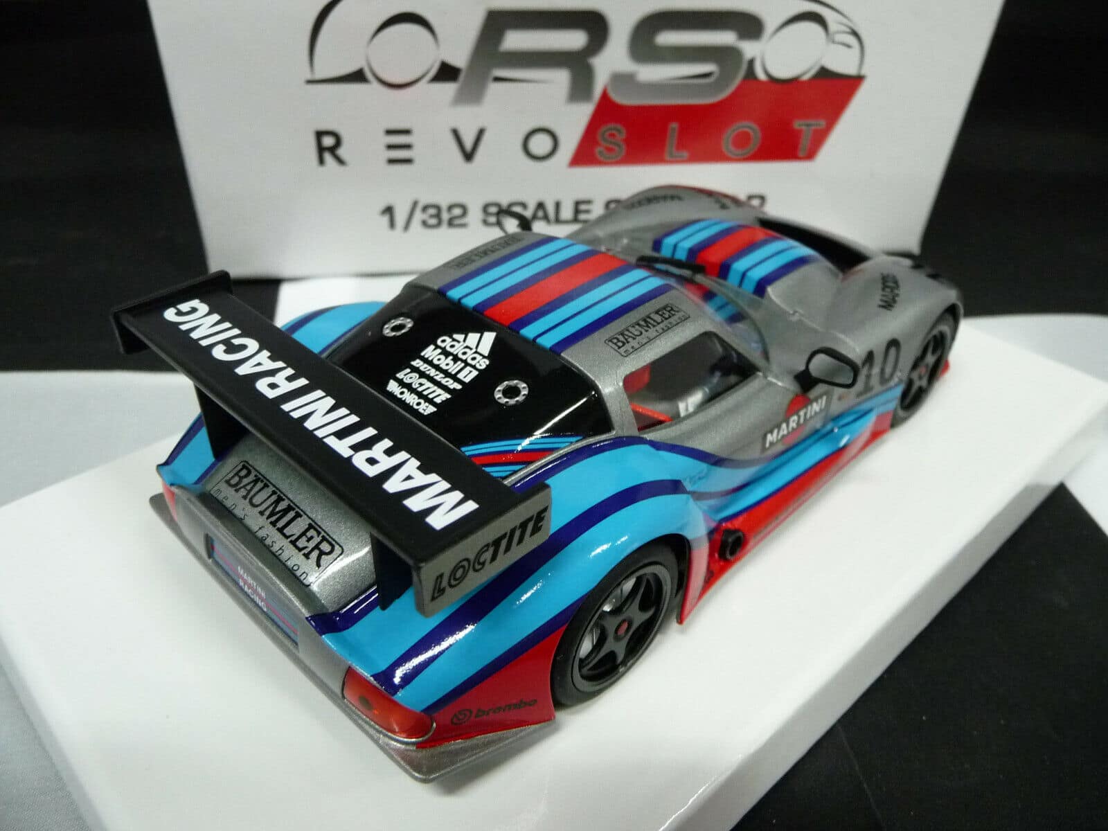 REVOSLOT - 1:32 RS0075 MARCOS MARTINI RACING SILVER NO.10 SLOT CAR ALSO SUITS SCALEXTRIC/CARRERA