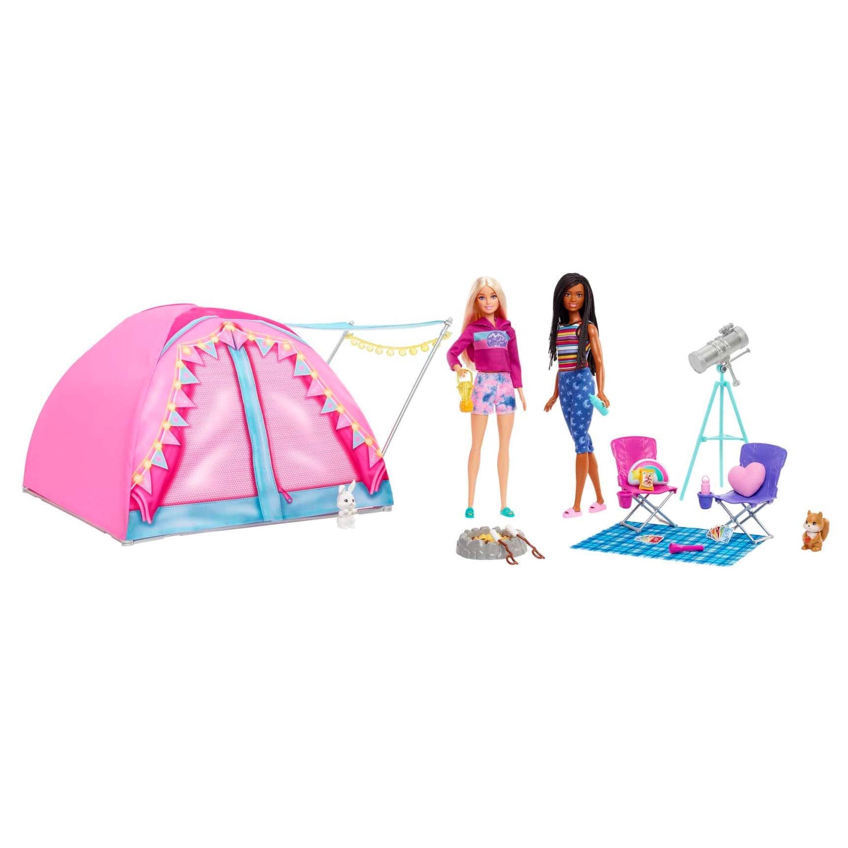 Barbie - It Takes Two Camping Playset With Tent 2 Barbie Dolls & Accessories
