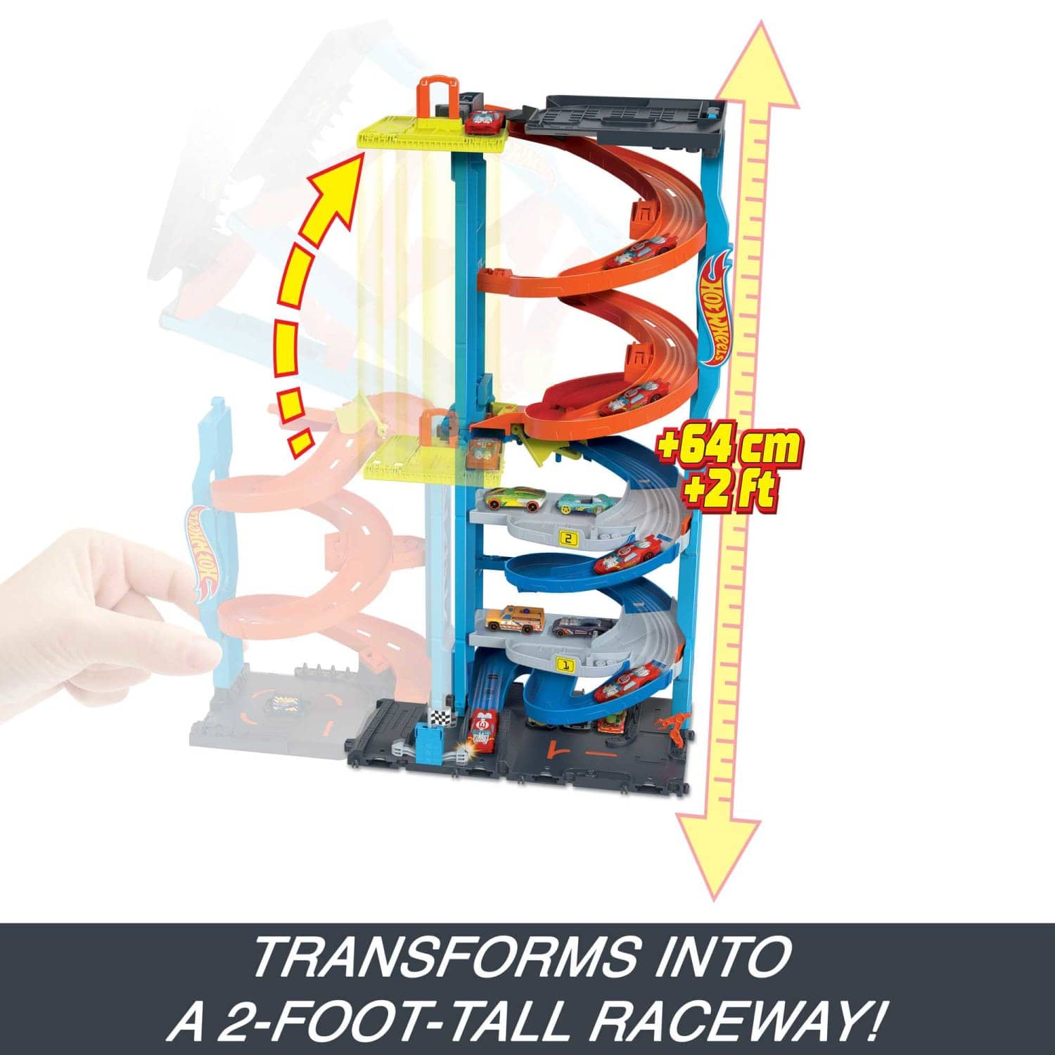 Hot Wheels - City Transforming Race Tower Playset Track Set With 1 Toy Car