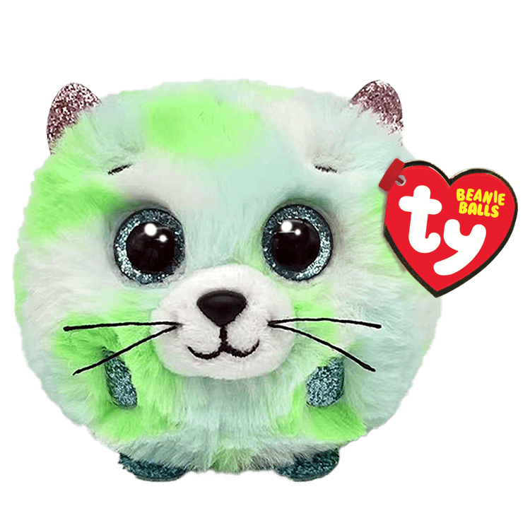 Ty - Beanie Boos - Balls - Evie Green Cat - Puffies