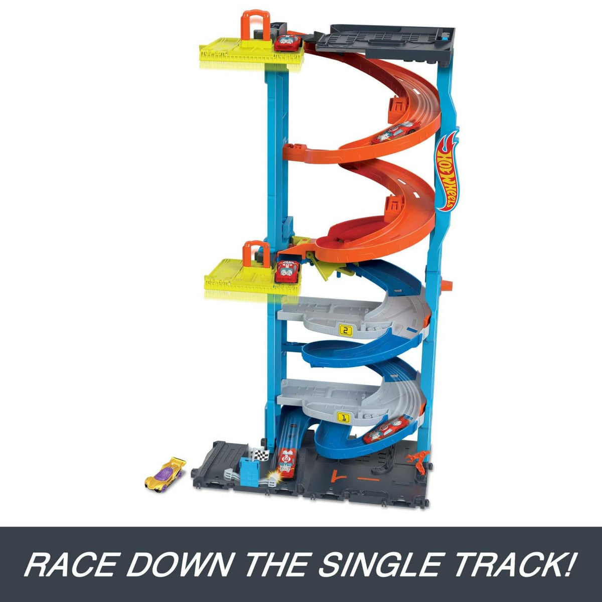 Hot Wheels - City Transforming Race Tower Playset Track Set With 1 Toy Car