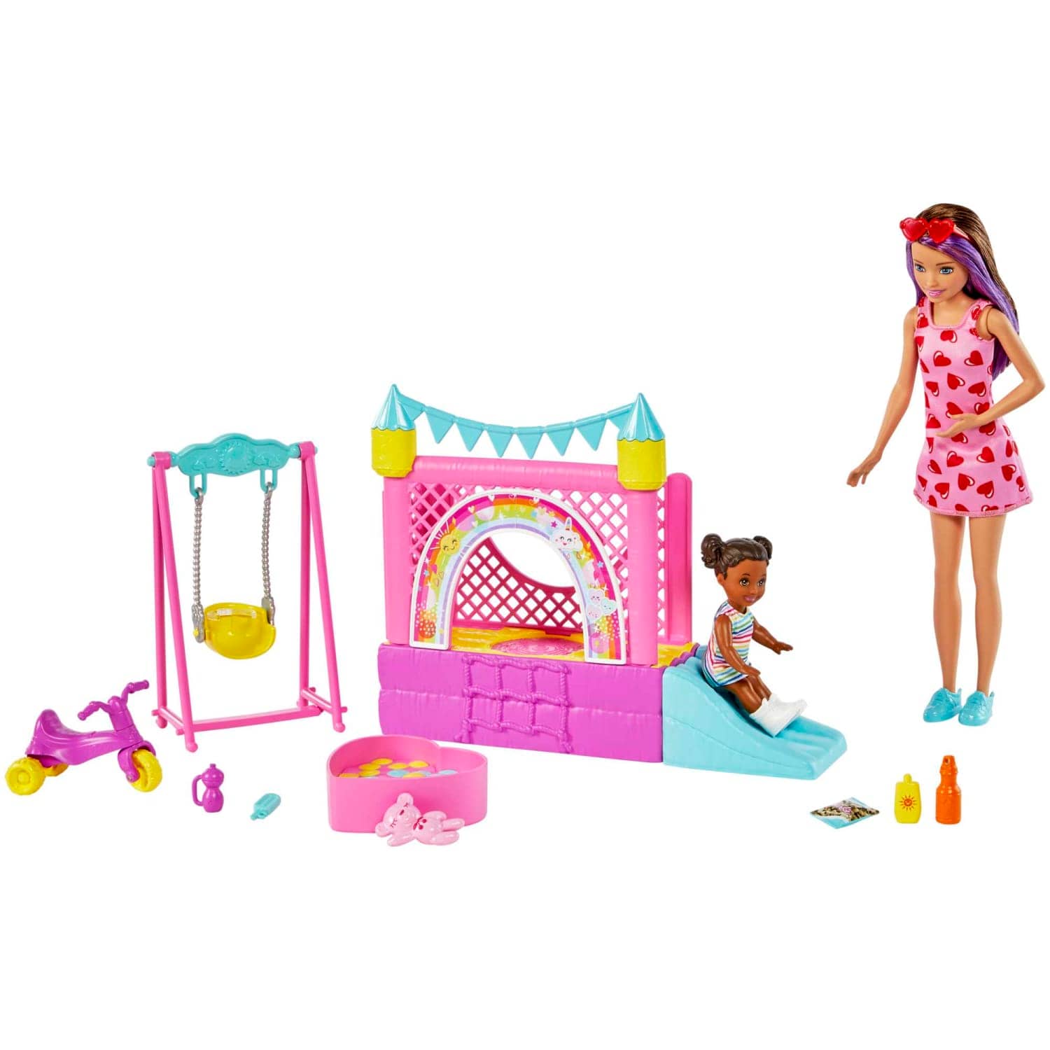 Barbie - Skipper Babysitters Inc. Bounce House Playset With Dolls & Accessories