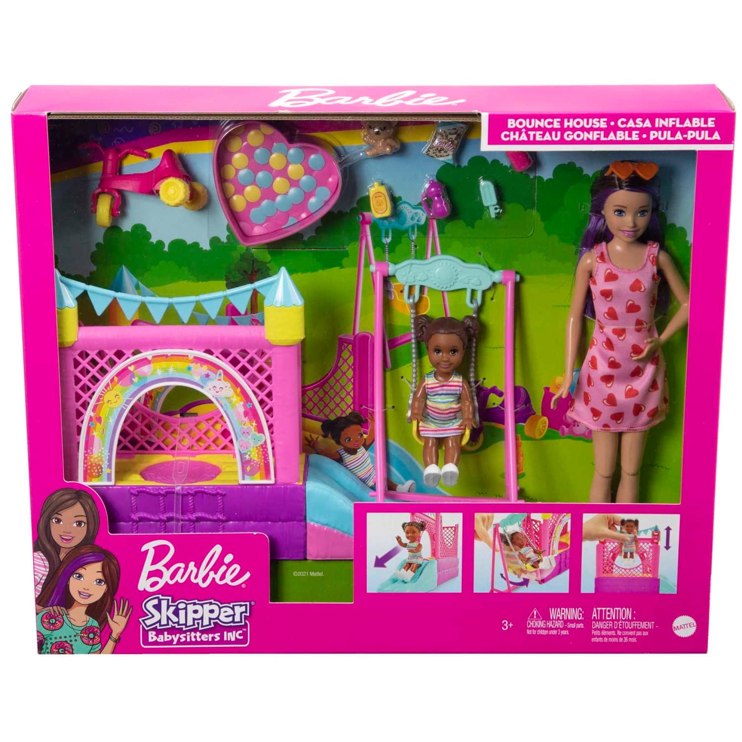 Barbie - Skipper Babysitters Inc. Bounce House Playset With Dolls & Accessories