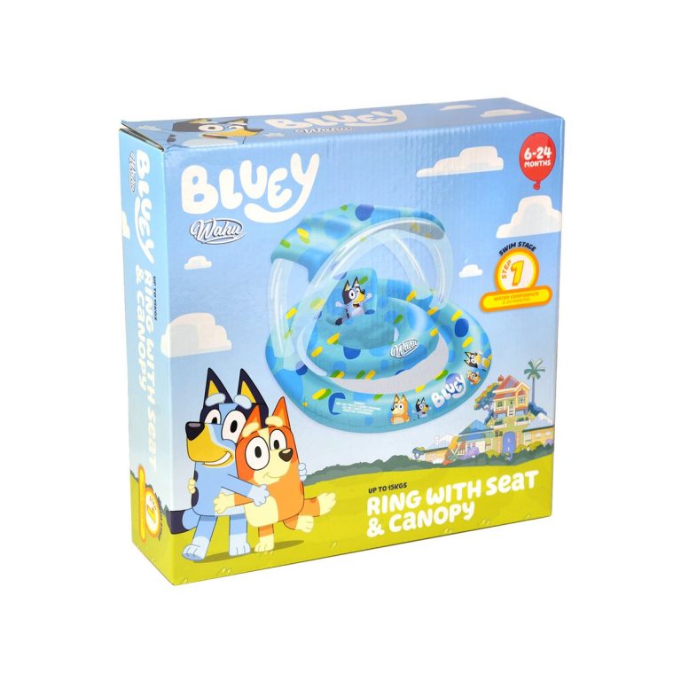 WAHU BLUEY INFLATABLE RING WITH SEAT AND CANOPY CN914489 - Tates Toys ...